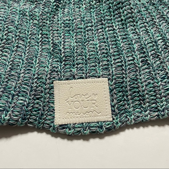 Love Your Melon Heather Aqua Blue Knit Baggy Beanie Winter Hat Preppy Cozy - Picture 3 of 4
